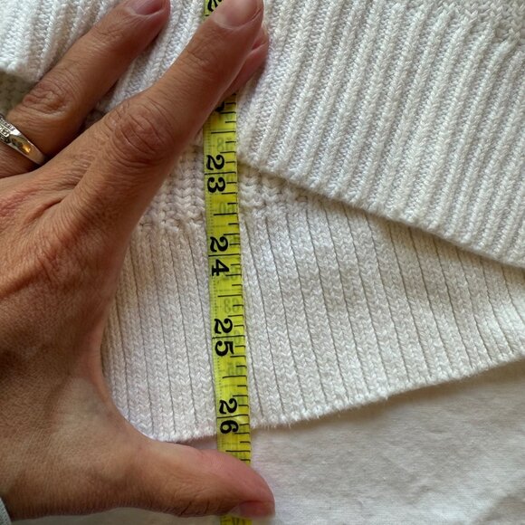 Ann Taylor Loft White Knit Sweater S 100% Cotton High-Low Hem Crew Neck - Picture 9 of 9